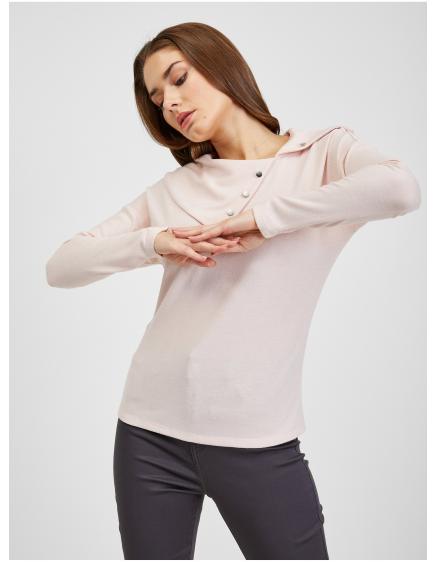 Svetloružové dámske tričko s ozdobnými detailmi