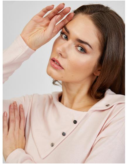 Svetloružové dámske tričko s ozdobnými detailmi