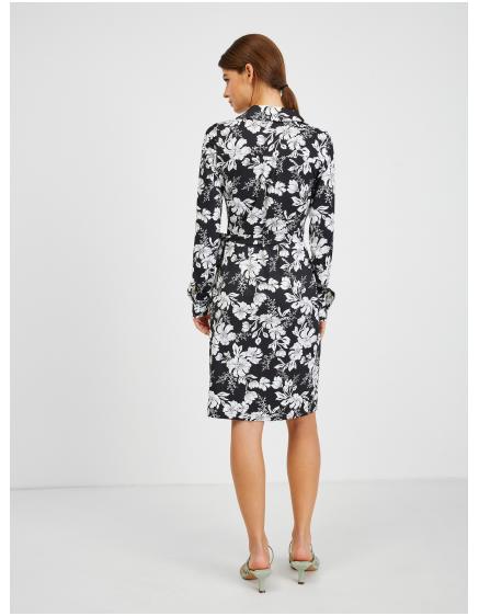 Bílo-černé dámské květované šaty