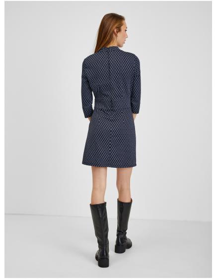 Tmavě modré dámské vzorované šaty
