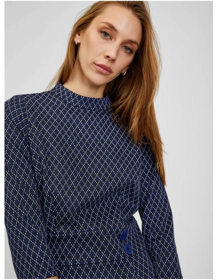 Tmavě modré dámské vzorované šaty