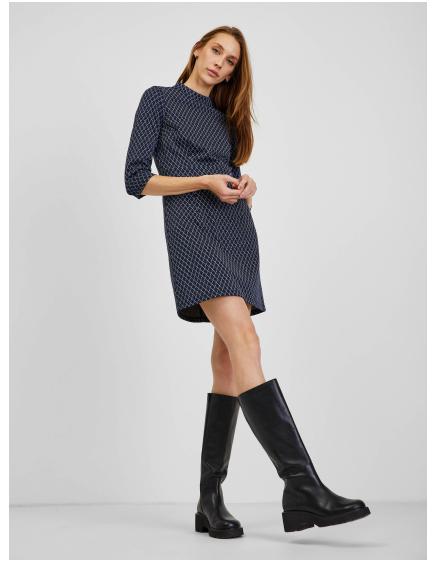 Tmavě modré dámské vzorované šaty