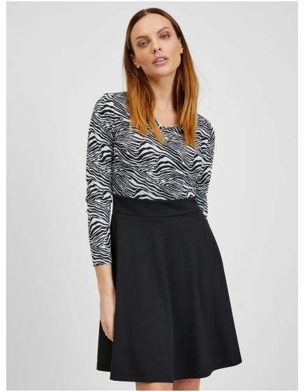 Bielo-čierne dámske vzorované šaty