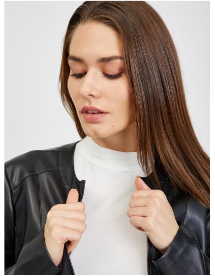 Černá dámská koženková bunda