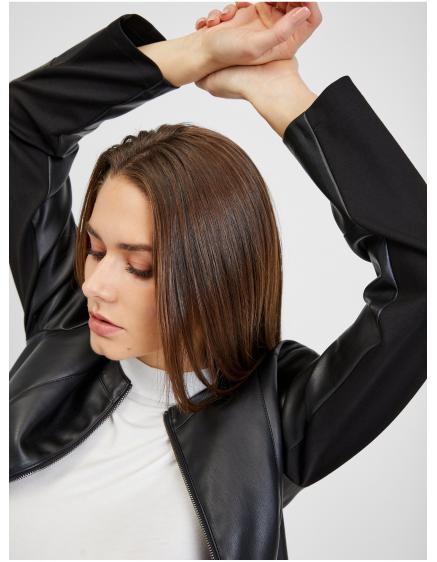 Černá dámská koženková bunda