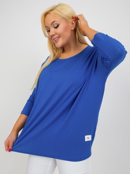 Dámská halenka plus size basic z viskózy GIGA tmavě modrá 