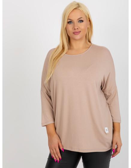 Női 3/4 ujjú, zsebes blúz plus size TEKA bézs női blúz plus size