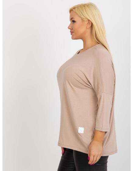 Női 3/4 ujjú, zsebes blúz plus size TEKA bézs női blúz plus size