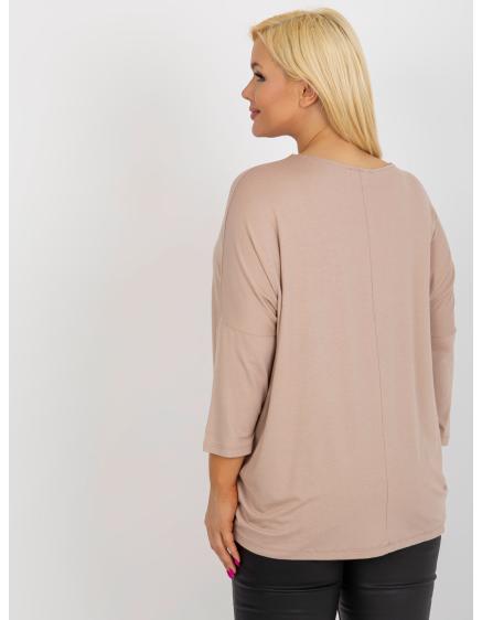 Női 3/4 ujjú, zsebes blúz plus size TEKA bézs női blúz plus size