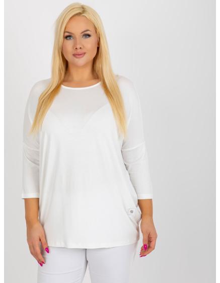 Dámská halenka basic s 3/4 rukávy plus size MODINA ecru