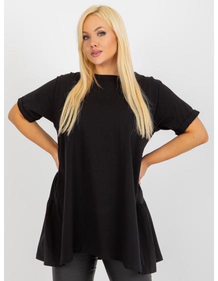 Dámska blúzka s volánikmi dlhá plus size GONA čierna