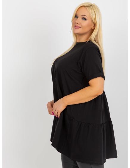 Dámska blúzka s volánikmi dlhá plus size GONA čierna
