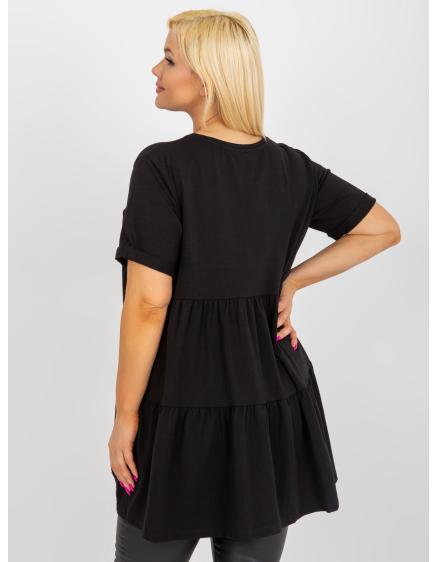 Dámska blúzka s volánikmi dlhá plus size GONA čierna