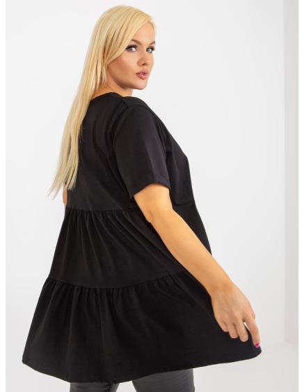 Dámska blúzka s volánikmi dlhá plus size GONA čierna