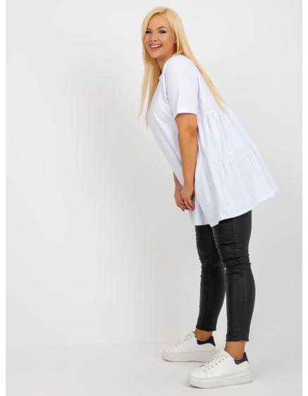 Dámska blúzka s volánikmi dlhá plus size GONA biela