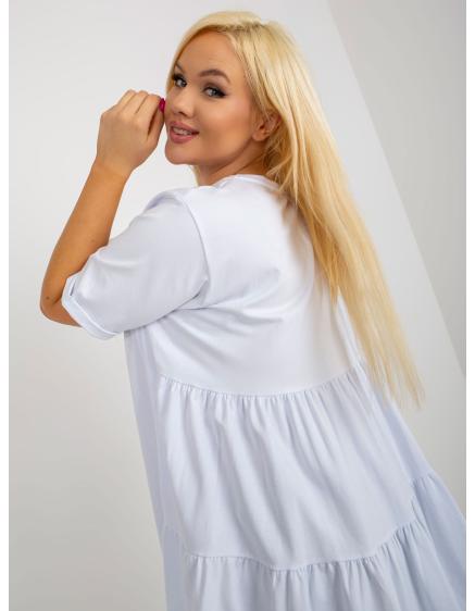 Dámska blúzka s volánikmi dlhá plus size GONA biela