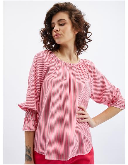 Tmavě růžová dámská pruhovaná halenka