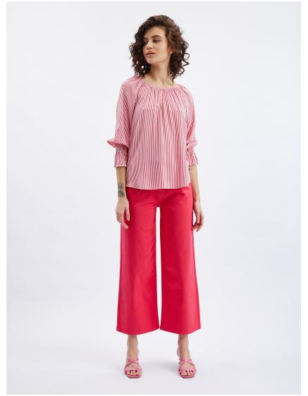 Tmavě růžová dámská pruhovaná halenka