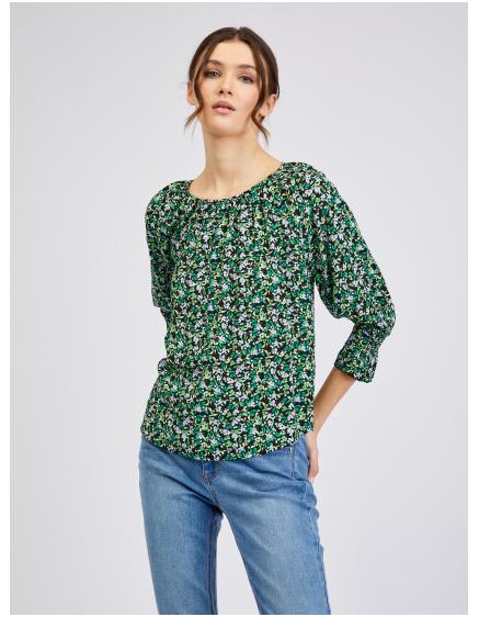 Zelená dámská vzorovaná halenka