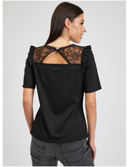 Čierna dámska košeľa s rozparkom na chrbte