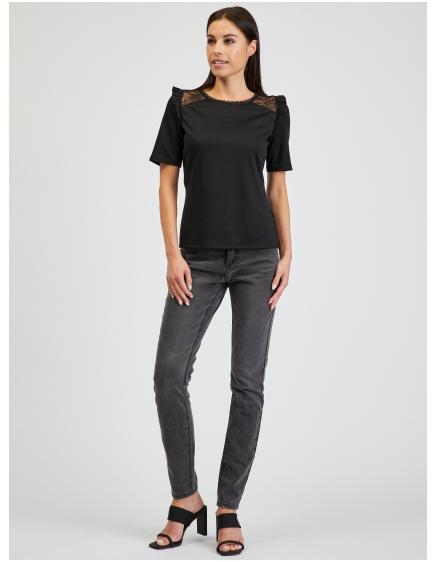 Čierna dámska košeľa s rozparkom na chrbte