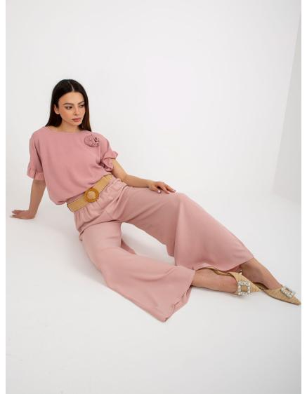 Női nadrág SERENA világos rózsaszín övvel