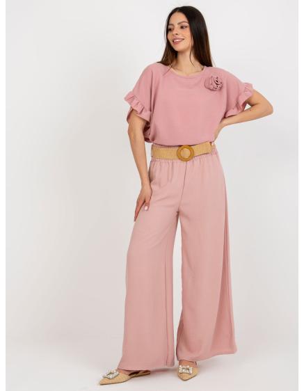 Női nadrág SERENA világos rózsaszín övvel