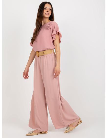Női nadrág SERENA világos rózsaszín övvel