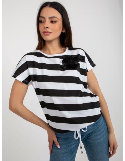 Női blúz virágos részletekkel LINES fekete és fehér