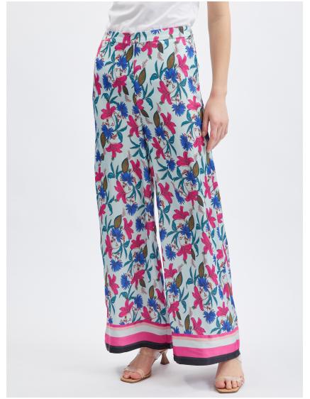 Világoskék női virágos nadrág