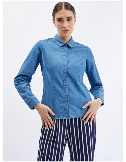 Modrá dámska džínsová košeľa