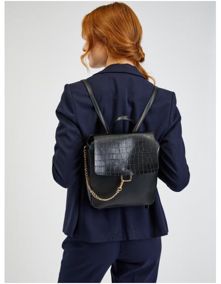 Fekete női krokodil mintás hátizsák