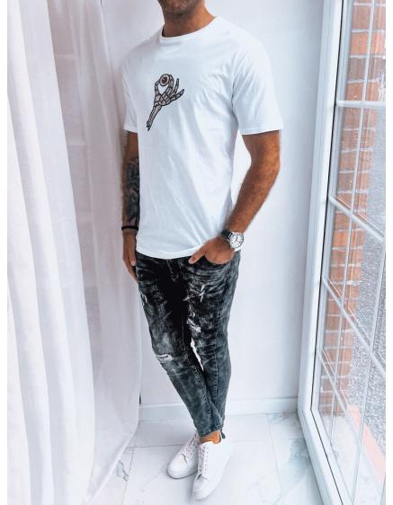 Férfi póló nyomtatott LEVA fehér