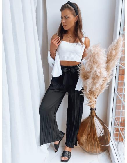 Női pliszírozott nadrág RUFFLES fekete