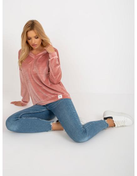 Női kapucnis pulóver kapucni nélkül VENDULA rózsaszín