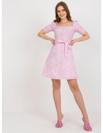 Dámské šaty květované KELAN bílo-růžové