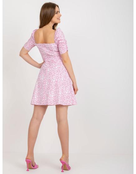 Dámské šaty květované KELAN bílo-růžové