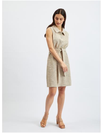 Svetlohnedé dámske pruhované šaty