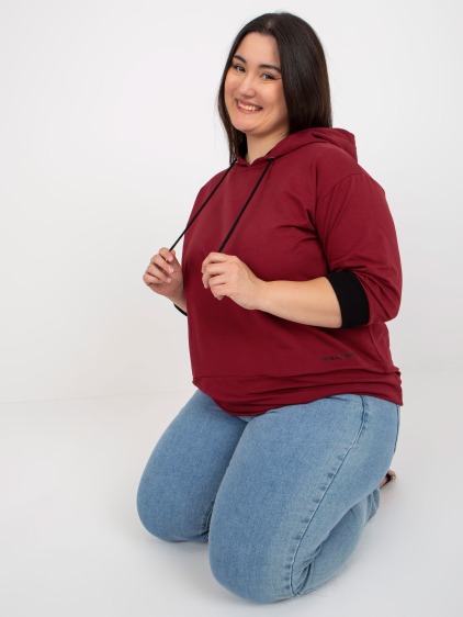 Női blúz plus size nyomtatással HANRIETTA bordó