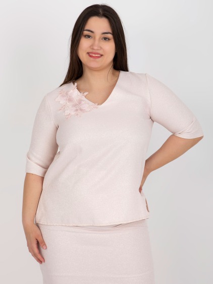 Női plus size blúz TYNA világos rózsaszínű