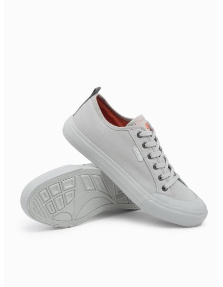 Pánské krátké tenisky jednobarevné - šedé V2 OM-FOSL-0116