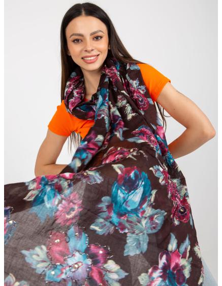 Dámsky flitrový šál PITA tmavohnedý