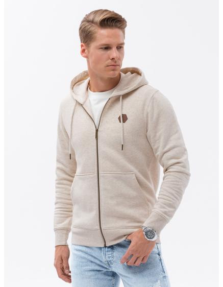 Pánská mikina HOODIE krémový melír V1 OM-SSZP-0116