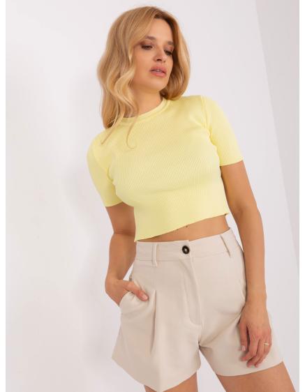 Dámska pruhovaná blúzka s krátkym rukávom PAULINA svetložltá