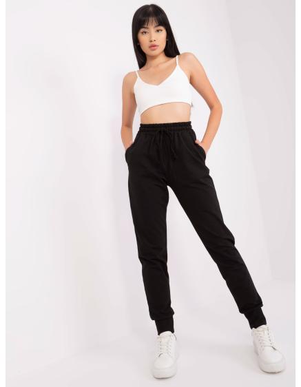 Női melegítőnadrág ALISSON fekete, nyakkendővel