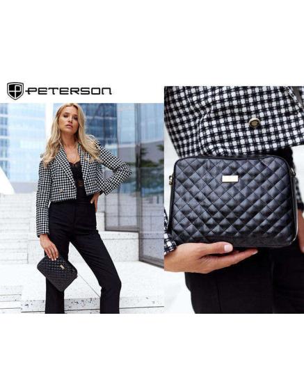 Dámska kožená kabelka PETERSON PTN CP204465 čierna