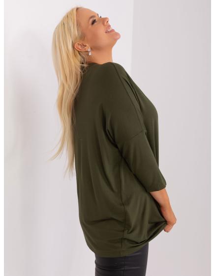 Női V-nyakú blúz plus size BASA khaki