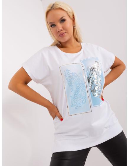 Női rövid ujjú blúz plus size SHIRA kék és fehér