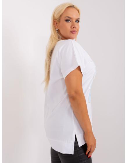 Női rövid ujjú blúz plus size SHIRA kék és fehér