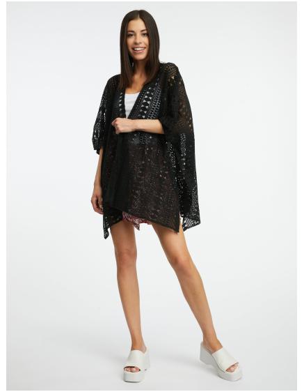 Čierny dámsky vzorovaný kardigán